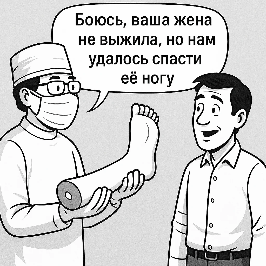 Боюсь, ваша жена не выжила, но нам удалось спасти её ногу