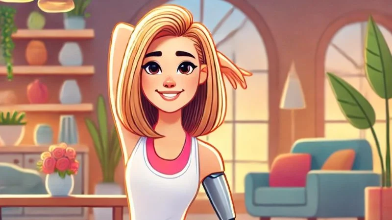 Девушка занимается йогой с протезом ноги