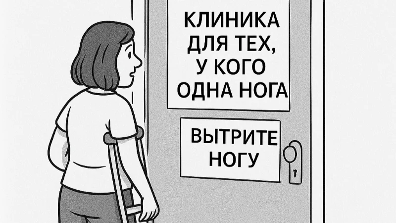 Клиника для тех, у кого одна нога. Вытрите ногу