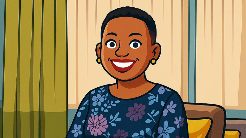 Элизабет Мангьени в уютной гостиной