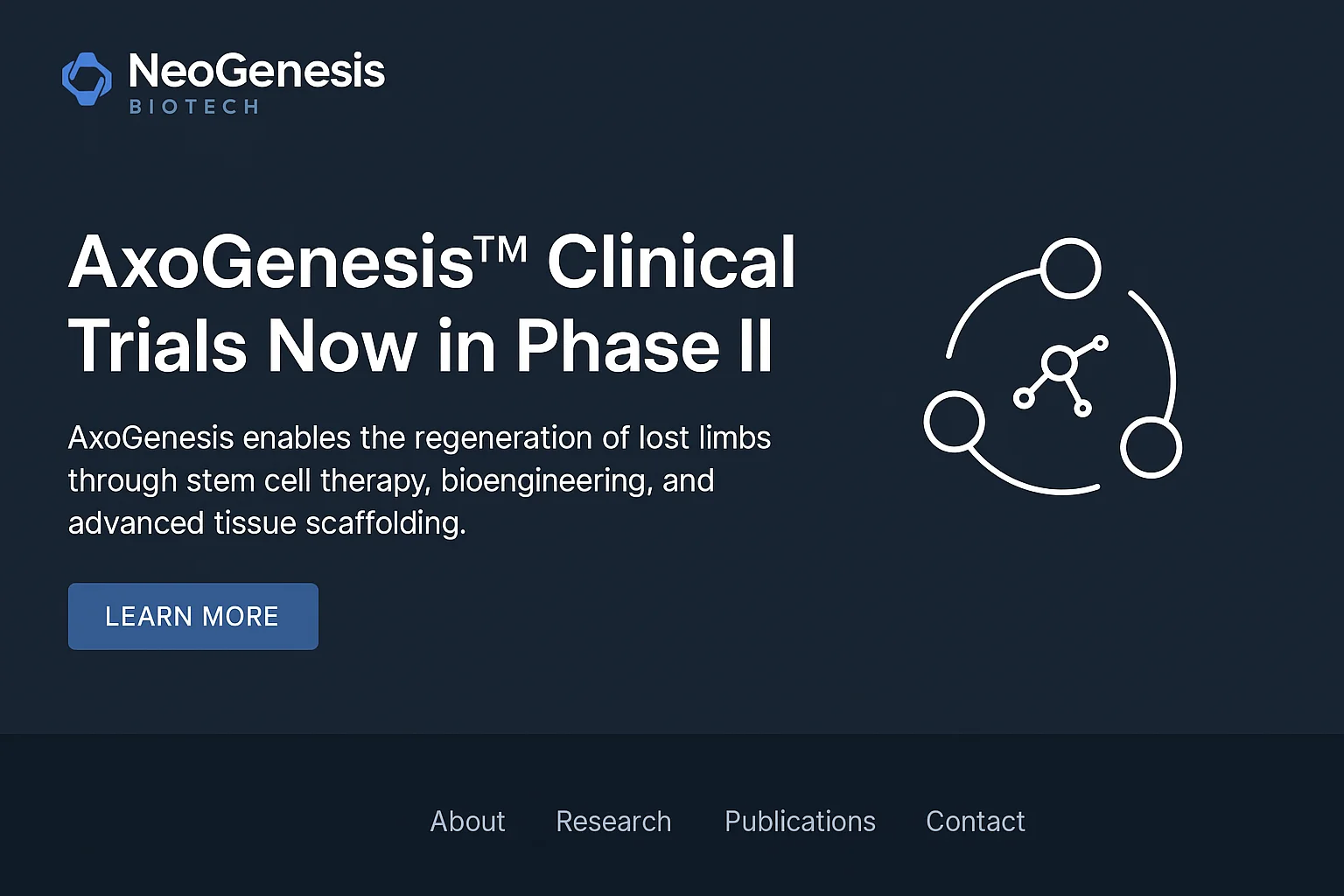 Архивный скриншот сайта компании NeoGenesis Biotech — разработчика AxoGenesis