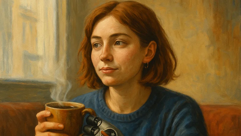 Женщина с протезом в кафе